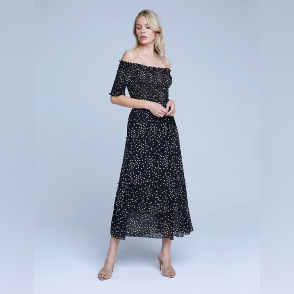 L'AGENCE Black Dress with tan stars